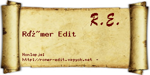 Römer Edit névjegykártya